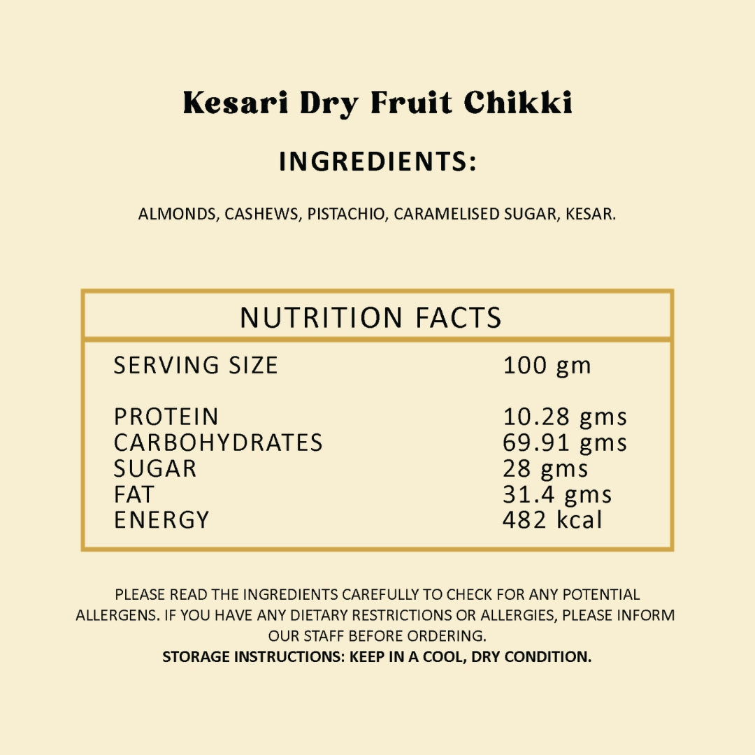 Kesari Dry Fruit Chikki - 20gm