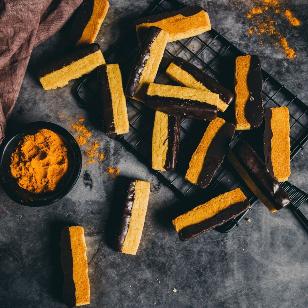 Turmeric Shortbread With Dark Chocolate