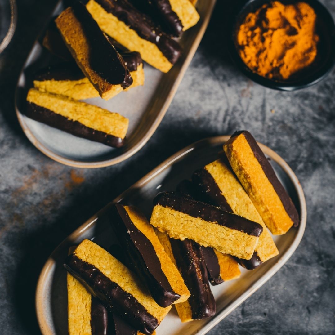 Turmeric Shortbread With Dark Chocolate