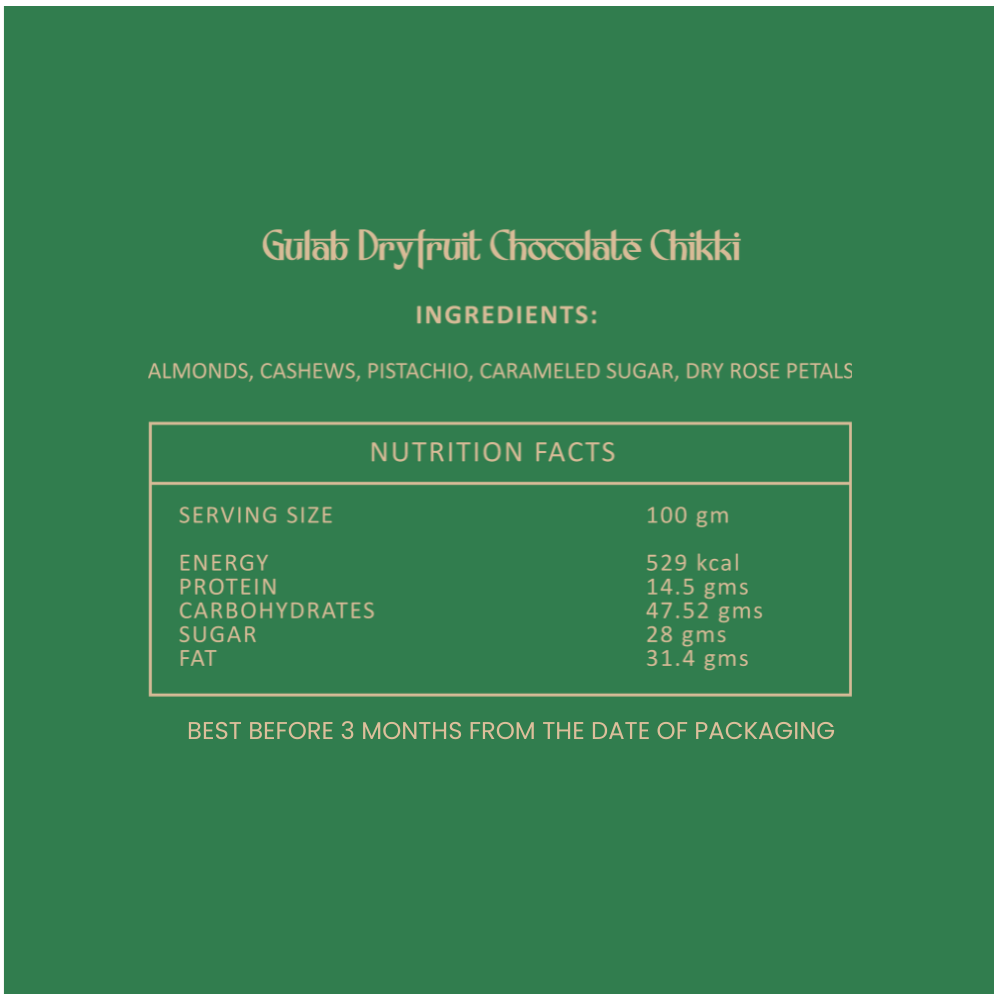 Gulab Dryfruit Chocolate Chikki - 20gm