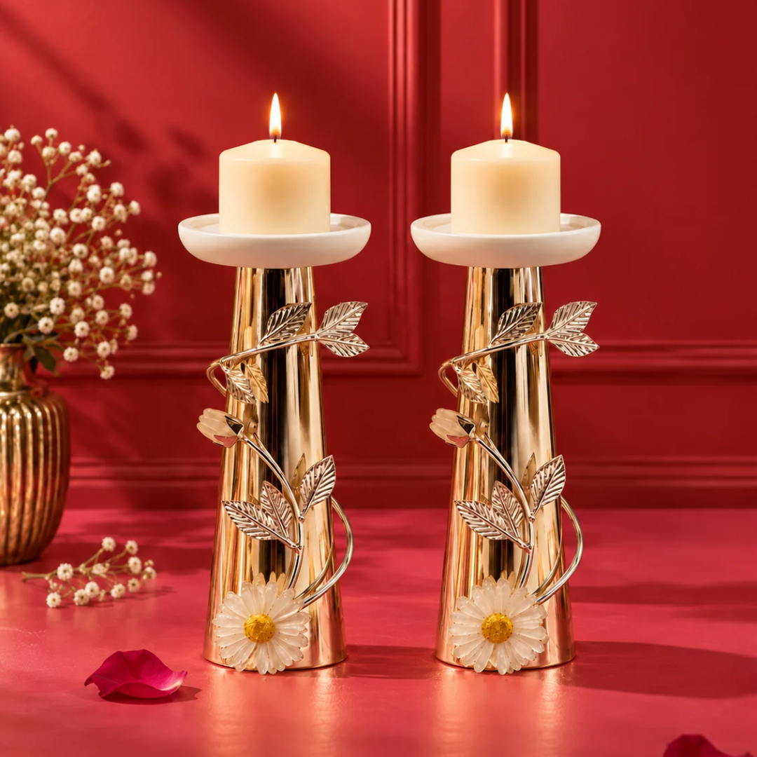 Daisy Pillar Candle Set