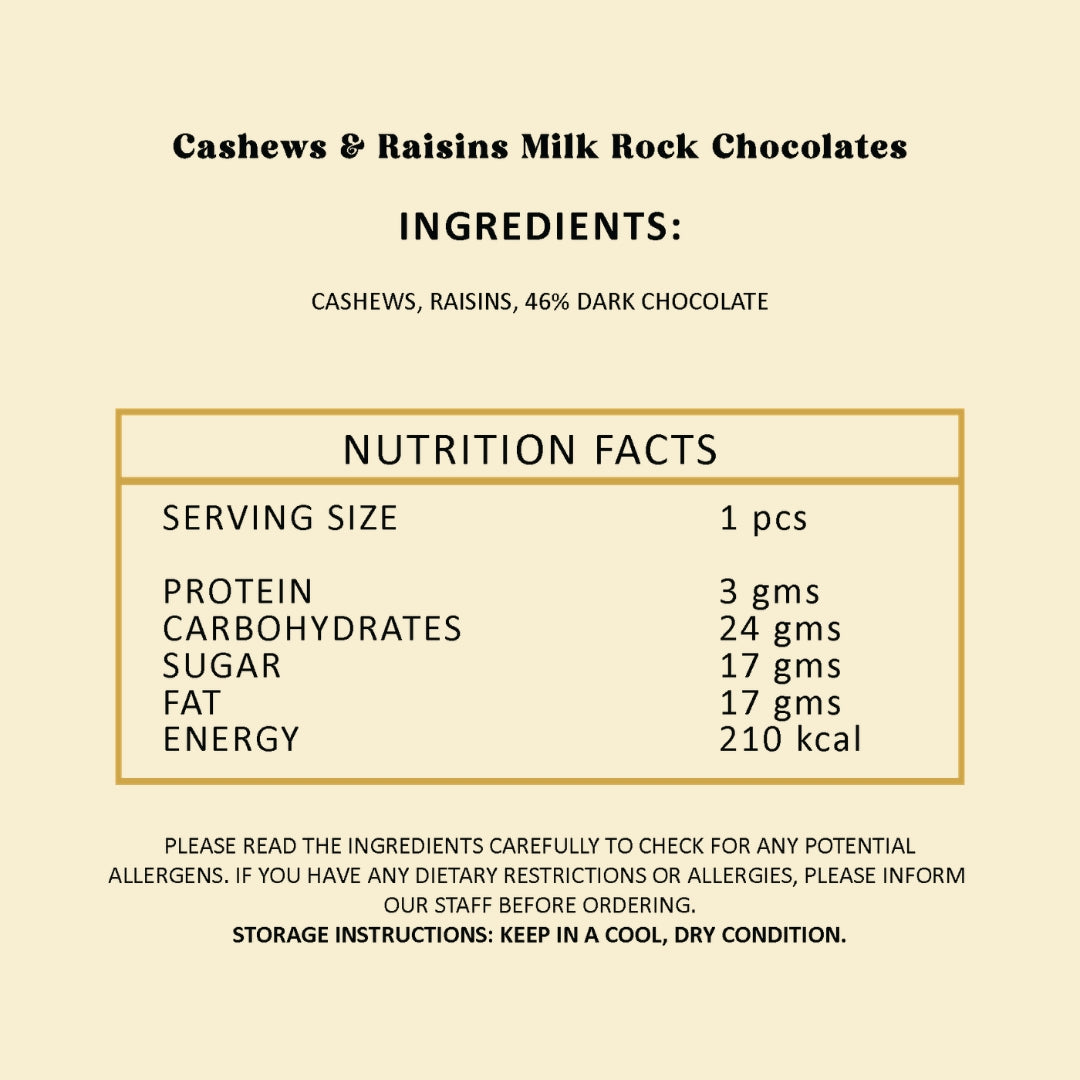 Cashew & Raisins Rock Milk Chocolate