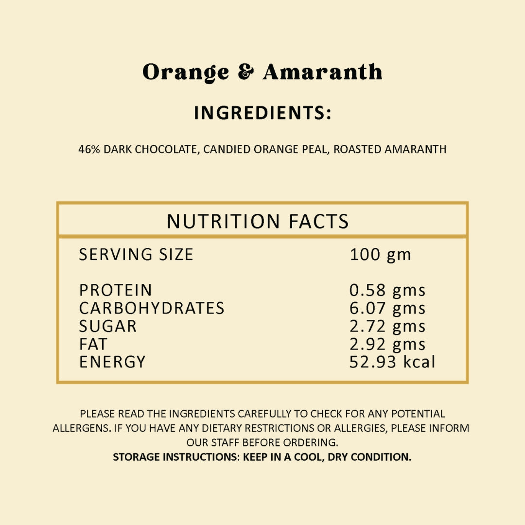 Amaranth & Orange Chocolate Bar