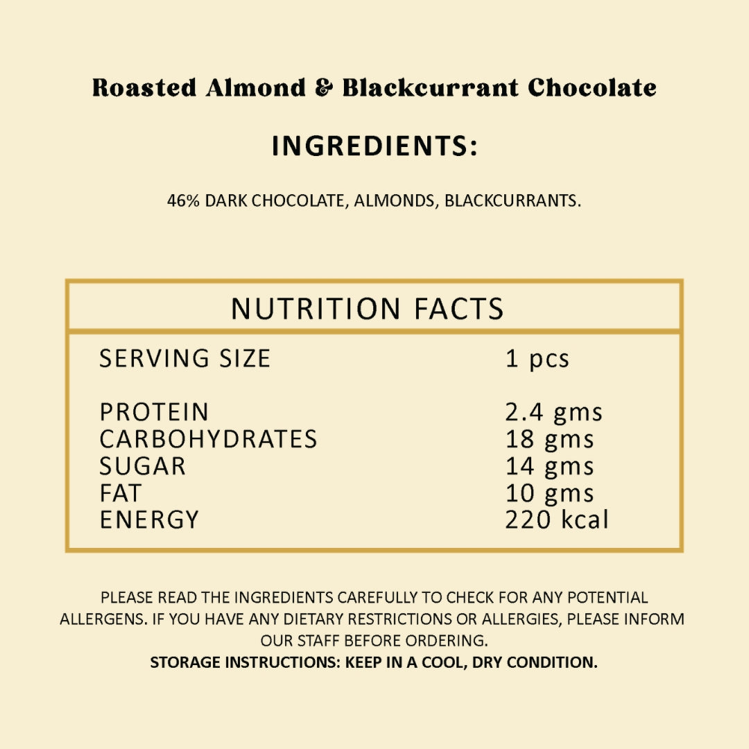 Roasted Almonds & Black Current Chocolate Bar