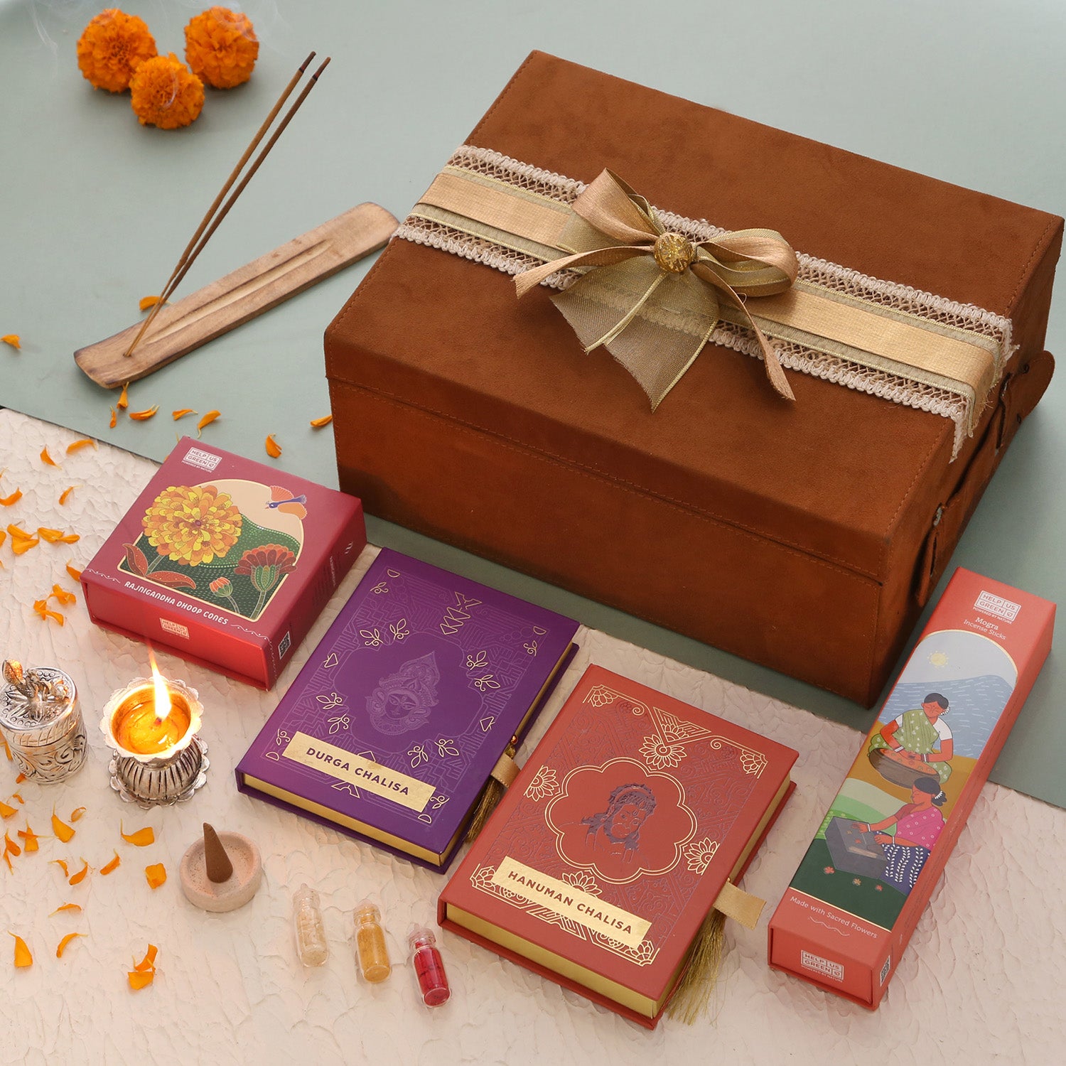 Suede Pooja Box